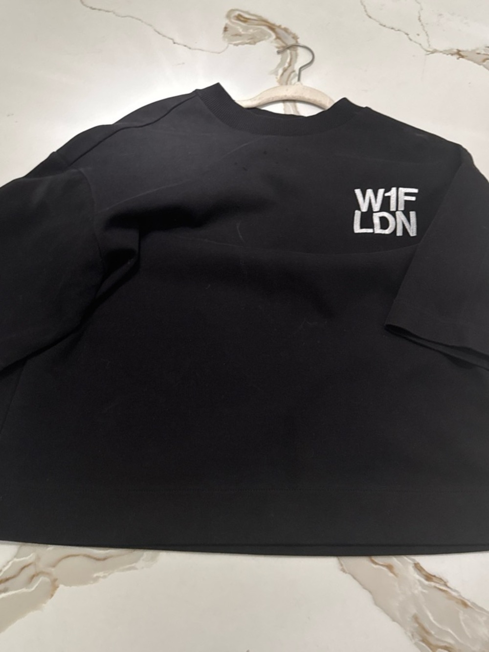 & Other Stories Black Crewneck Sweater with White W1F LDN Logo